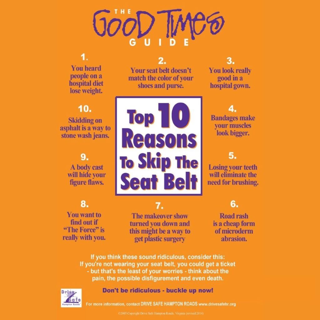 Top 10 reasons to go Skip the Seat Belt
